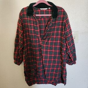 Victorias Secret Vtg Country Cotton Plaid Tartan Fall Winter Nightgown